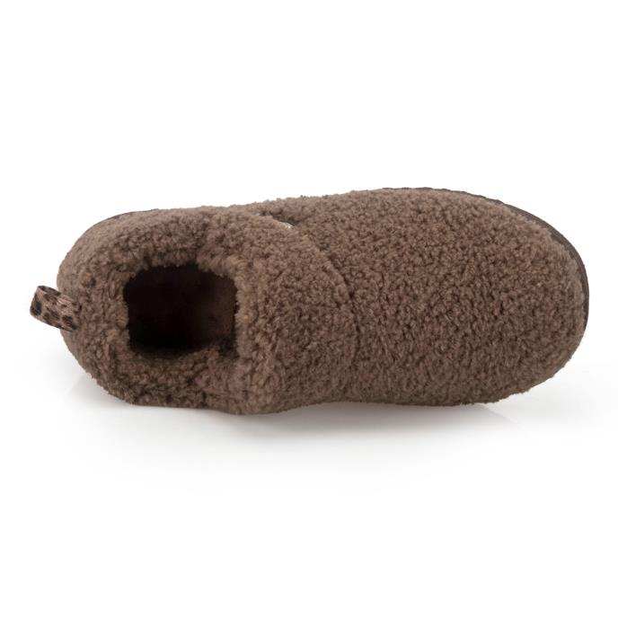Isotoner® Ladies Borg Bootie With Back Tape Detail Brown Extra Image 4